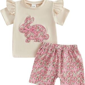 NWT Amazon Kids Matching Set - Cream and Pink